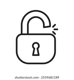 Unlock icon Flat art in black and white isolated