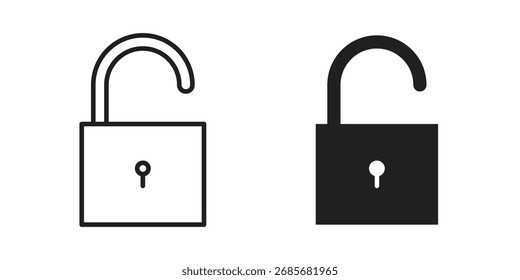 Unlock icon flat black and white logo