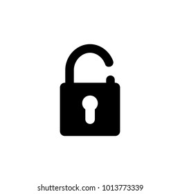 Unlock icon. Flat design style. Access to the user.