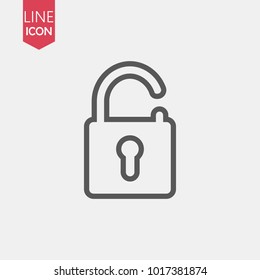 Unlock icon. Flat design style. Access to the user.