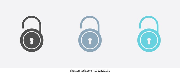 Unlock icon. Flat design style. Validation of the user completed.