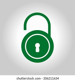 Unlock icon. Flat design style. Vector EPS10 