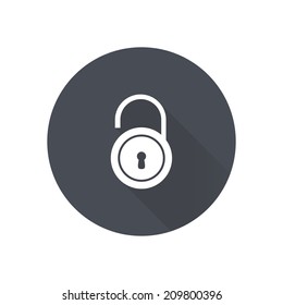 Unlock icon. Flat design style. Vector EPS10 
