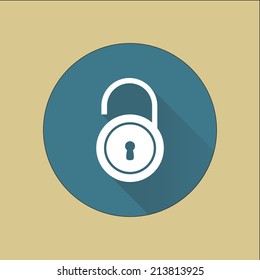 Unlock icon. Flat design style. Vector EPS10 