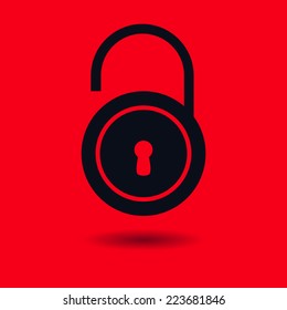 Unlock icon. Flat design style. Vector EPS10 