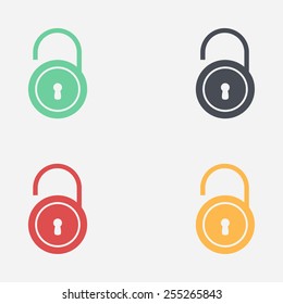 Unlock icon. Flat design style. Vector EPS10 