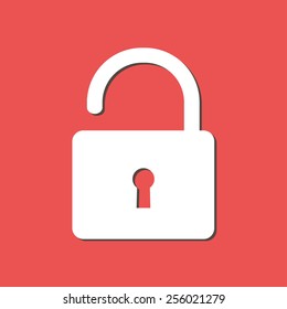 Unlock icon. Flat design style. 