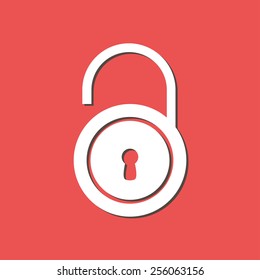 Unlock icon. Flat design style. Vector EPS10 