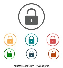 Unlock icon. Flat design style. Vector EPS10 