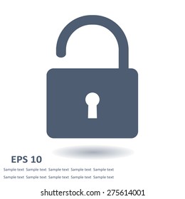 Unlock icon. Flat design style. Vector EPS10 