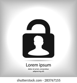 Unlock icon. Flat design style. Vector EPS10 