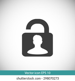 Unlock icon. Flat design style. Vector EPS10 