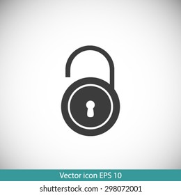 Unlock icon. Flat design style. Vector EPS10 