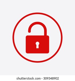 Unlock icon. Flat design style. Vector EPS10 