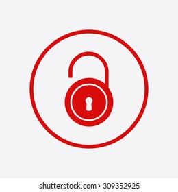 Unlock icon. Flat design style. Vector EPS10 