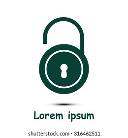 Unlock icon. Flat design style. Vector EPS10 