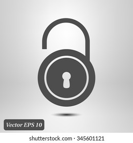 Unlock icon. Flat design style. Vector EPS10 