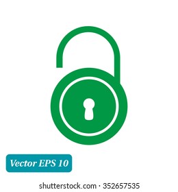 Unlock icon. Flat design style. Vector EPS10 