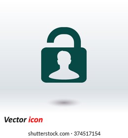 Unlock icon. Flat design style. Vector EPS10 