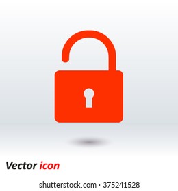Unlock icon. Flat design style. Vector EPS10 