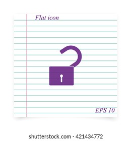 Unlock icon. Flat design style.