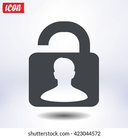 Unlock icon. Flat design style. Vector EPS10 