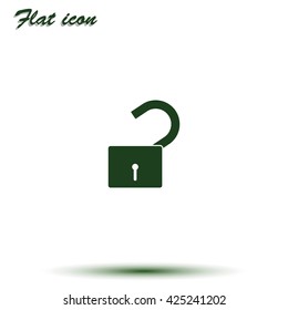 Unlock icon. Flat design style.