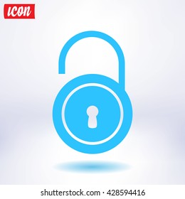 Unlock icon. Flat design style. Vector EPS10 