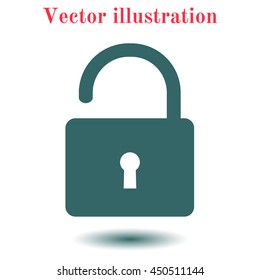 Unlock icon. Flat design style. Vector EPS10 