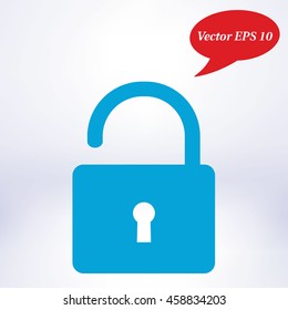Unlock icon. Flat design style. Vector EPS10 
