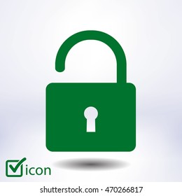 Unlock icon. Flat design style. Vector EPS10 