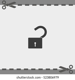Unlock icon. Flat design style.