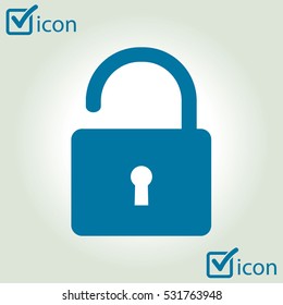 Unlock icon. Flat design style. Vector EPS10 