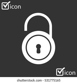 Unlock icon. Flat design style. Vector EPS10 