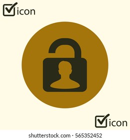 Unlock icon. Flat design style. Access to the user.