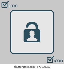 Unlock icon. Flat design style. Access to the user.