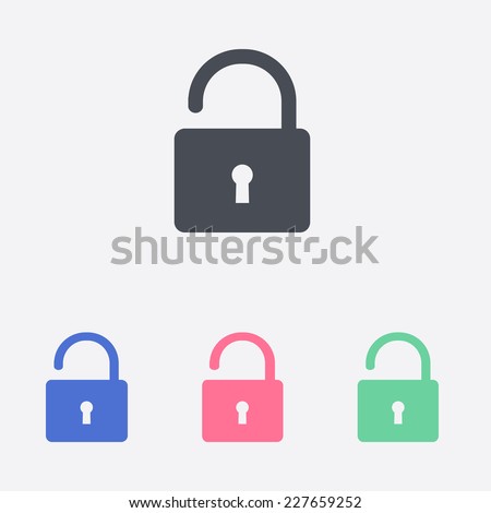 Unlock icon. Flat design style. Vector EPS10 