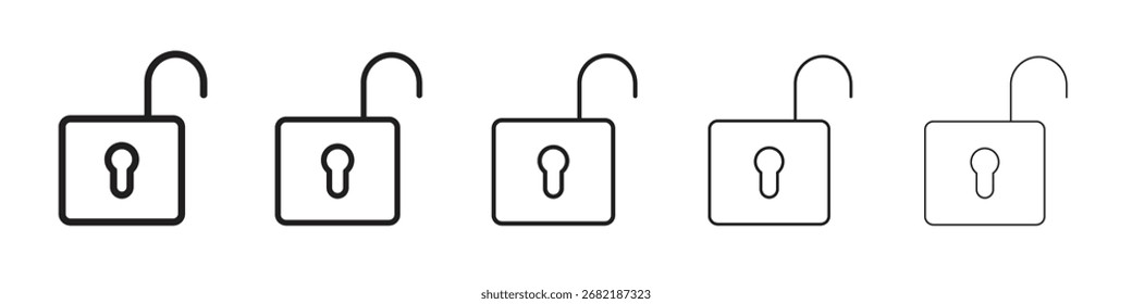 Logotipo de conjunto de ilustración plana de icono de desbloqueo