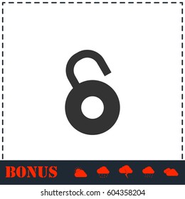 Unlock icon flat. Simple vector symbol and bonus icon