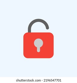 Unlock icon in flat style about user interface, use for website mobile app presentation