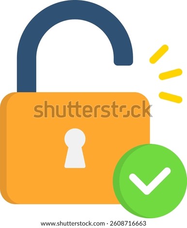 Unlock Icon Flat Vector Illustration