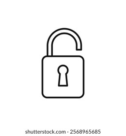 Unlock icon Isolated flat vector in outline