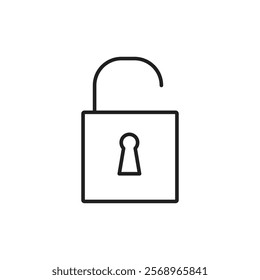 Unlock icon Isolated flat vector in outline