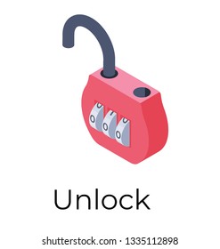 Unlock icon in isometric design.