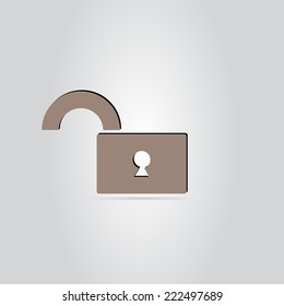 Unlock icon on a background. Made in vector