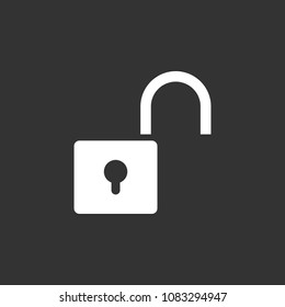 Unlock icon on black background