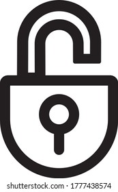 Unlock icon on white background. Internet security. Password protection. 