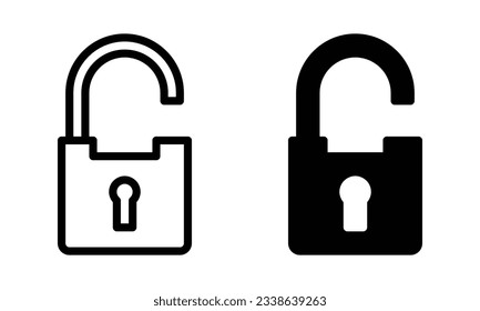 Unlock icon with outline and glyph style.