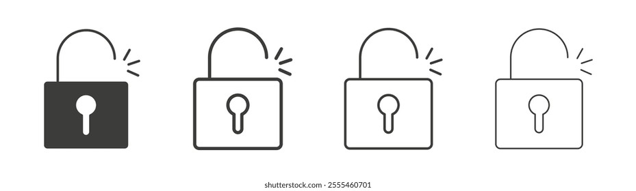 Unlock icon pack. vector illustration