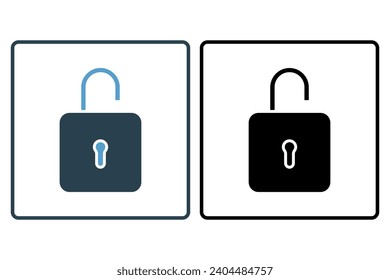 unlock icon. icon related to basic web and UI. suitable for web site, app, user interfaces, printable etc. solid icon style. simple vector design editable